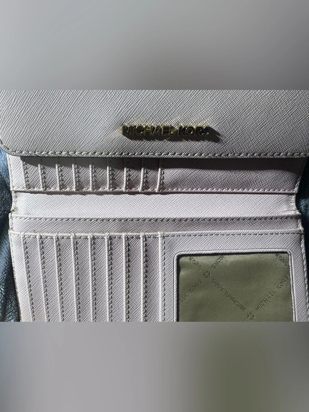 Michael Kors Light Pink Saffiano Wallet with Gold Logo